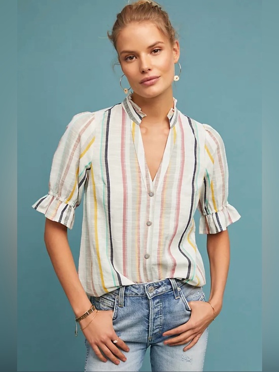 Anthropologie Tops - Anthropologie Maeve Alisa Striped Buttondown Blouse - Size 8